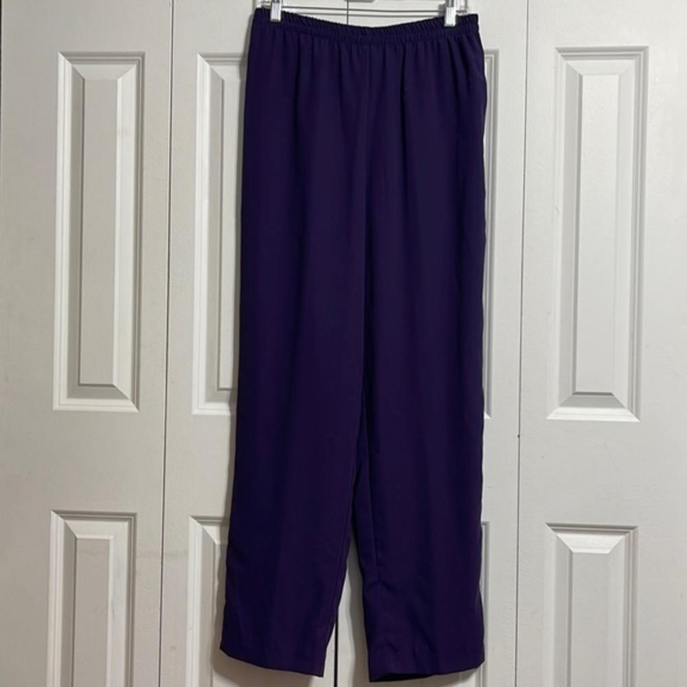 Liz Baker Womens Pants Purple Elastic Waist Straight Leg Casual Size 14
